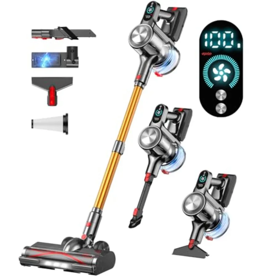 

Cordless Vacuum Cleaner 45Mins Vacuum Cleaners for Home with LED Display Stick Vacuum Cordless Rechargeable Wall-mounted Chargi