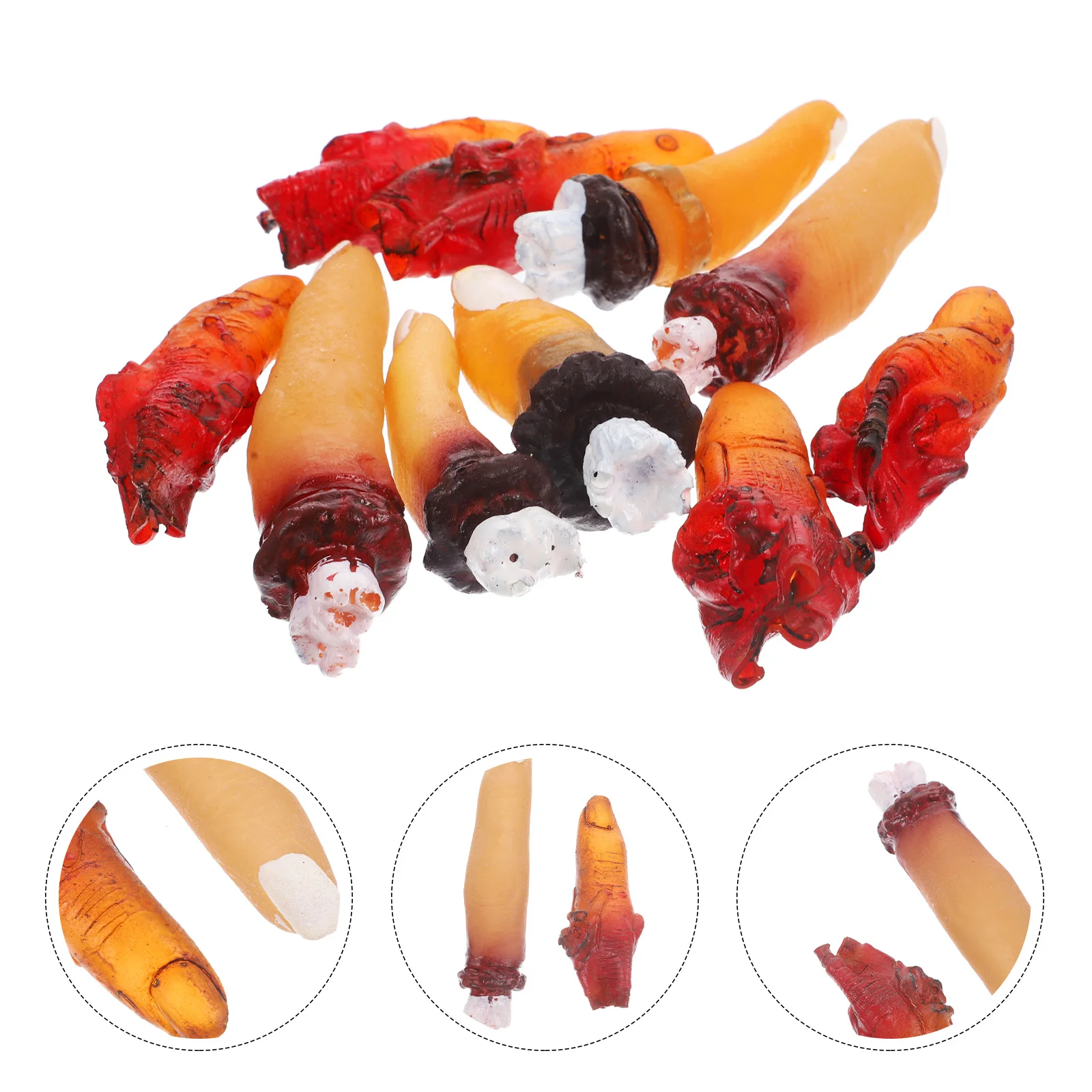 10 Pcs Halloween Simulation Severed Finger Decor Props Body Ear Prank Tricky Toy Hands Artificial Blood Fake