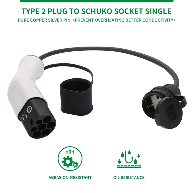 

Type2 To Schuko 16A Electrical Car Type 2 Charging Side Plug To Schuko Socket EV Charging Adapter Car Charging Stations