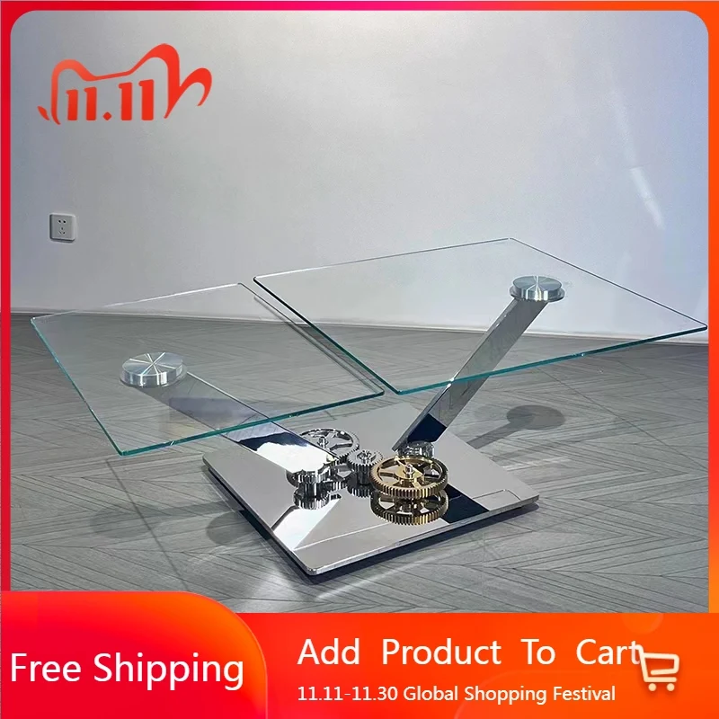 

Дизайн механизма Журнальный столик Современный стеклянный Журнальный столик промышленного качества Waterpoor Эстетический Couchtisch Постмодернистская мебель