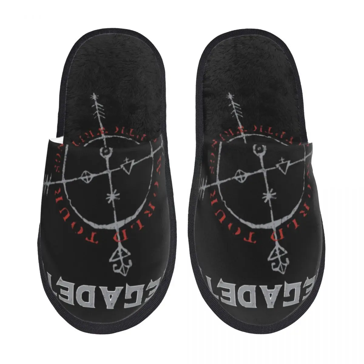 Megadeth Cryptic Writings Winter Cotton Plush Slippers Indoor Black Death Metal Cozy Household Fur Slides Slippers Anti Slip