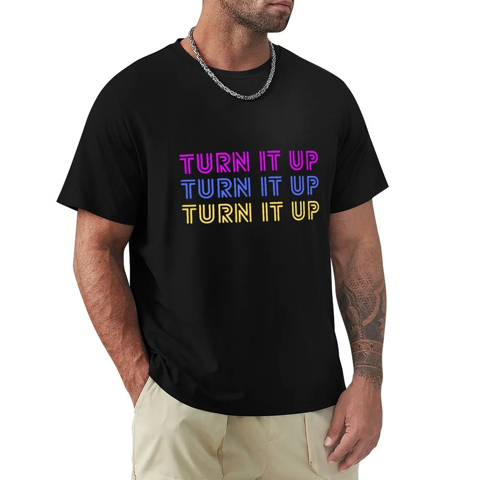 Turn it up T-Shirt Simple Line Art Print Tee