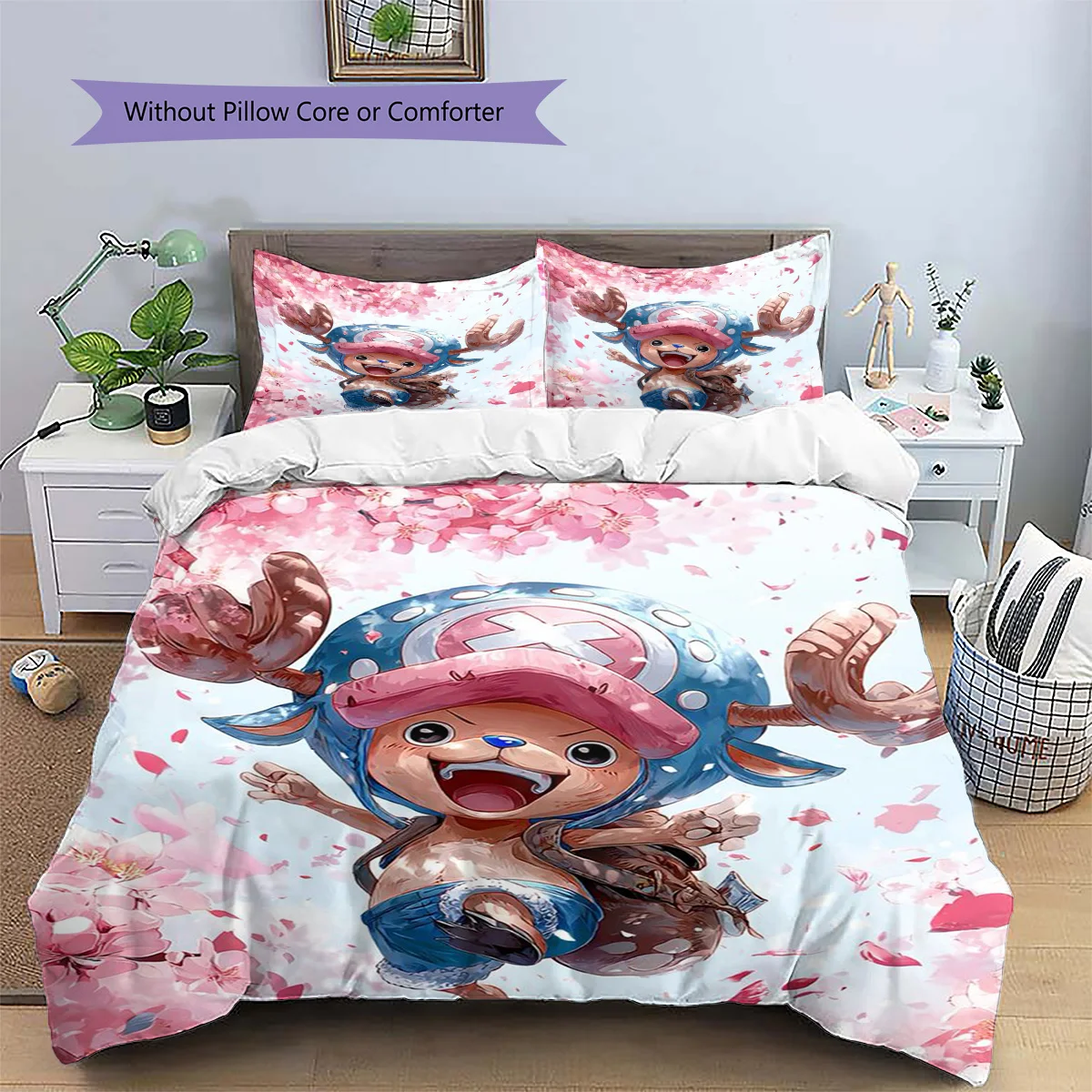 Tony Tony Chopper Patterned Pillowcase & Duvet Cover Set Anime Trend Printed Bedding for Bedroom Gift Choice.-TING