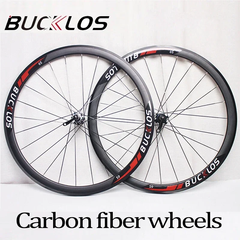 BUCKLOS Wheelset 700c Disc Brake Road Bike Wheelset Quality Carbon Center Lock Wheel for Shimano HG 8/9/10/11s Bicycle Parts 