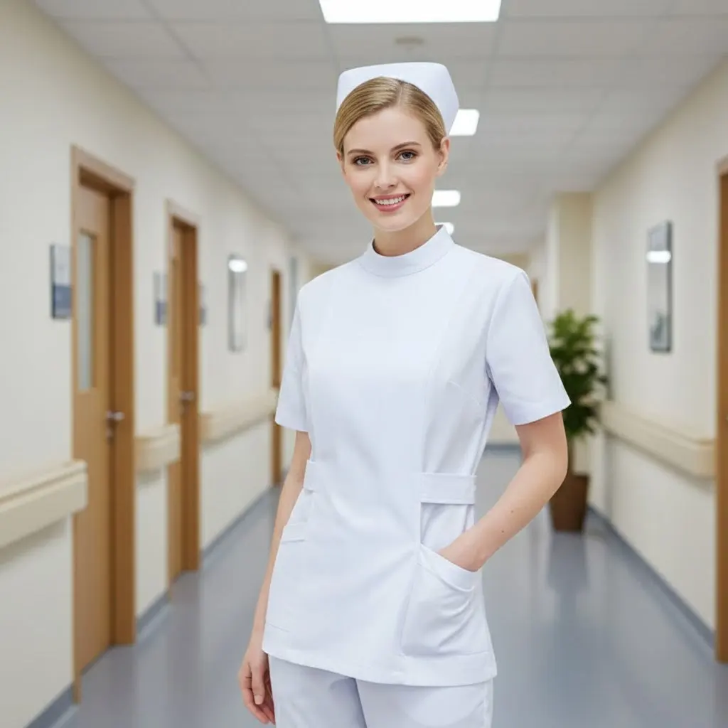 เสื้อคลุมแขนยาวสั้นสำหรับผู้หญิง - เสื้อคลุมแพทย์และพยาบาลสีขาว - เสื้อคลุมแล็บแขนยาวน้ำหนักเบาความยาวระดับสะโพกสำหรับนักเรียน