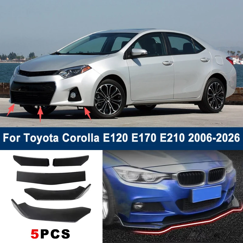 

Adjustable 5Pcs Sectional Front Spoiler Lip For Toyota Corolla E120 E170 E210 2006-2026 Front Bumper Splitter Sport Body Kit