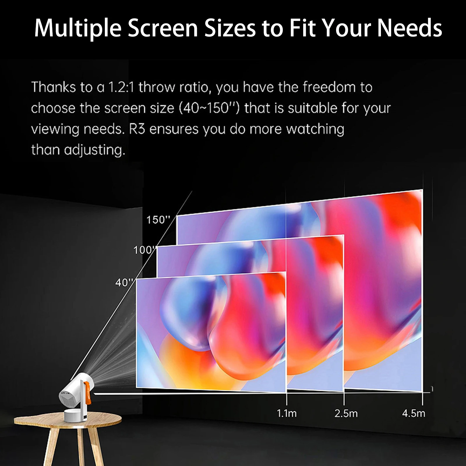 Proyektor WOOPKER R3H4 630ANSI Asli 1080P Mendukung 4K Android11 BT5.0 Koreksi Keystone Otomatis 270 °   Rotasi untuk Home Theater