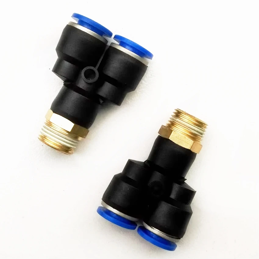 2pcs Pneumatic Air Fitting O.D 10mm 3/8''  Y Shape Quick Fitting Connector PX 10-3