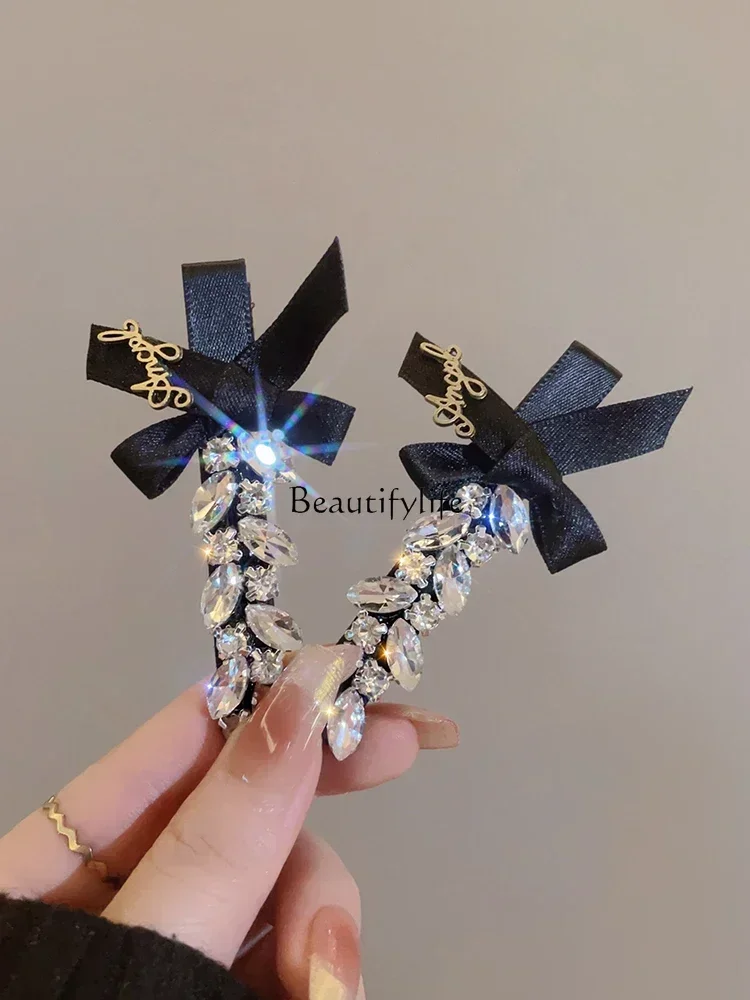 

High-Grade Bow Barrettes, Small Rhinestone, Elegant Updo, Side Clip