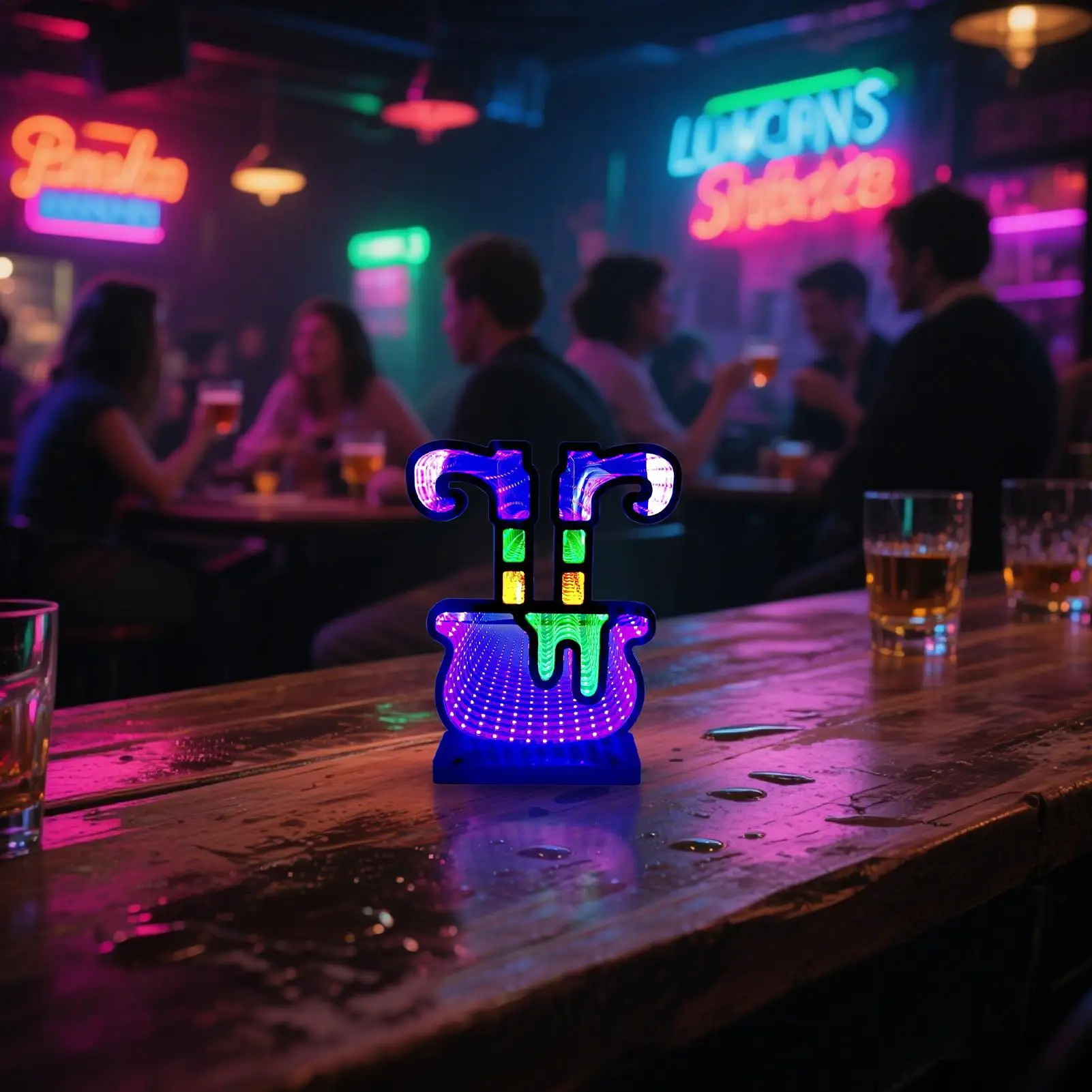 Lampu Malam Halloween LED Lampu Neon Dekoratif Akrilik Lampu Meja Samping Tempat Tidur Dekorasi Halloween Dekorasi Meja untuk Kamar Tidur Bar