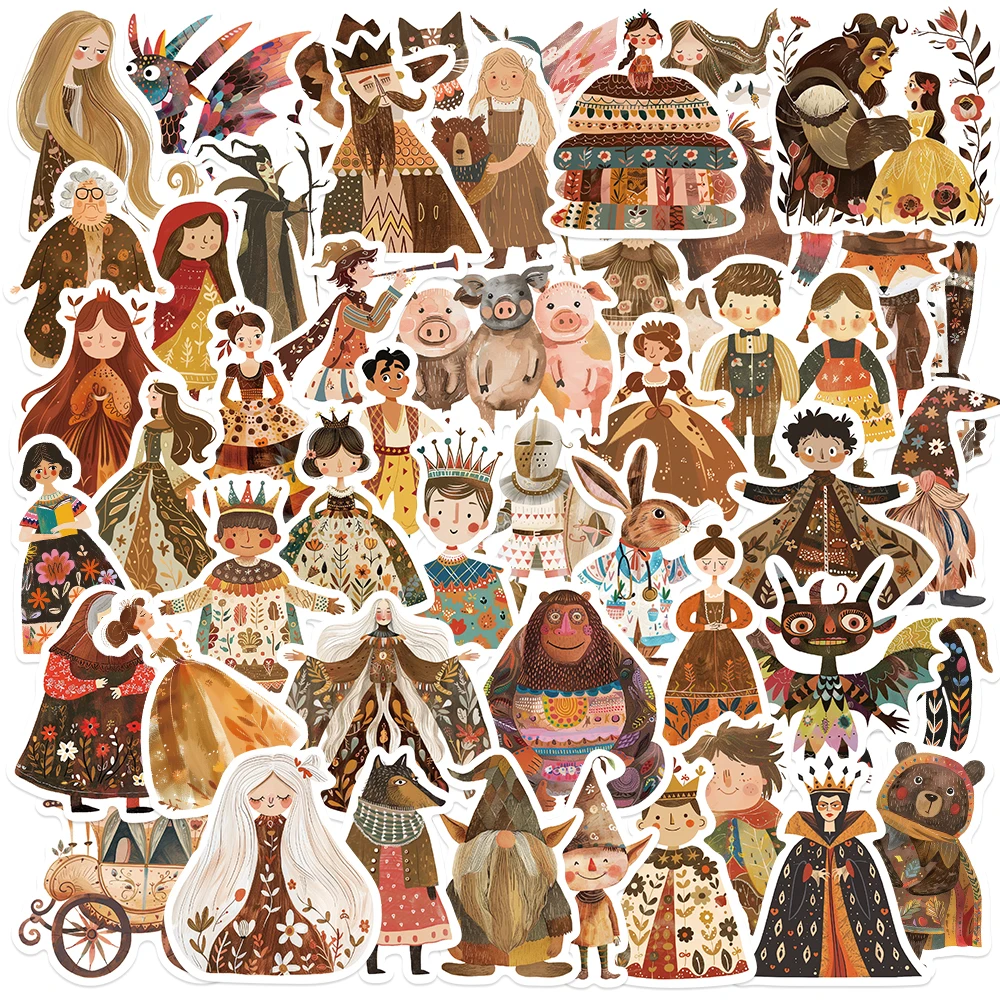 50pcs Cute Fairy Tale Character Stickers Creative Decoration for Phone Laptop Skate Computer Water Bottle Skateboard Sticker