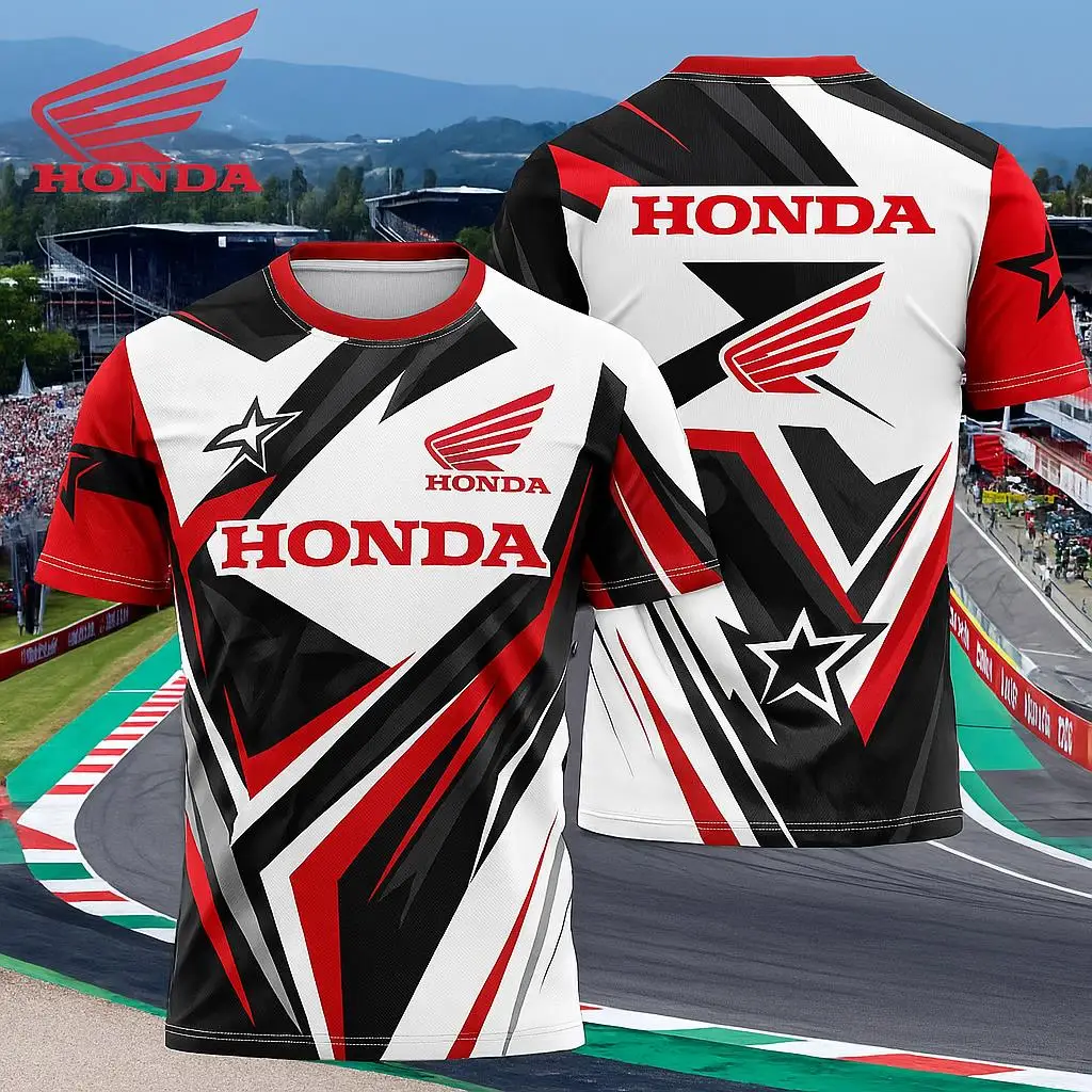 

Мужская гоночная футболка Honda с коротким рукавом, быстросохнущая мотоциклетная майка, байкерская спортивная одежда, легкая дышащая для езды на открытом воздухе