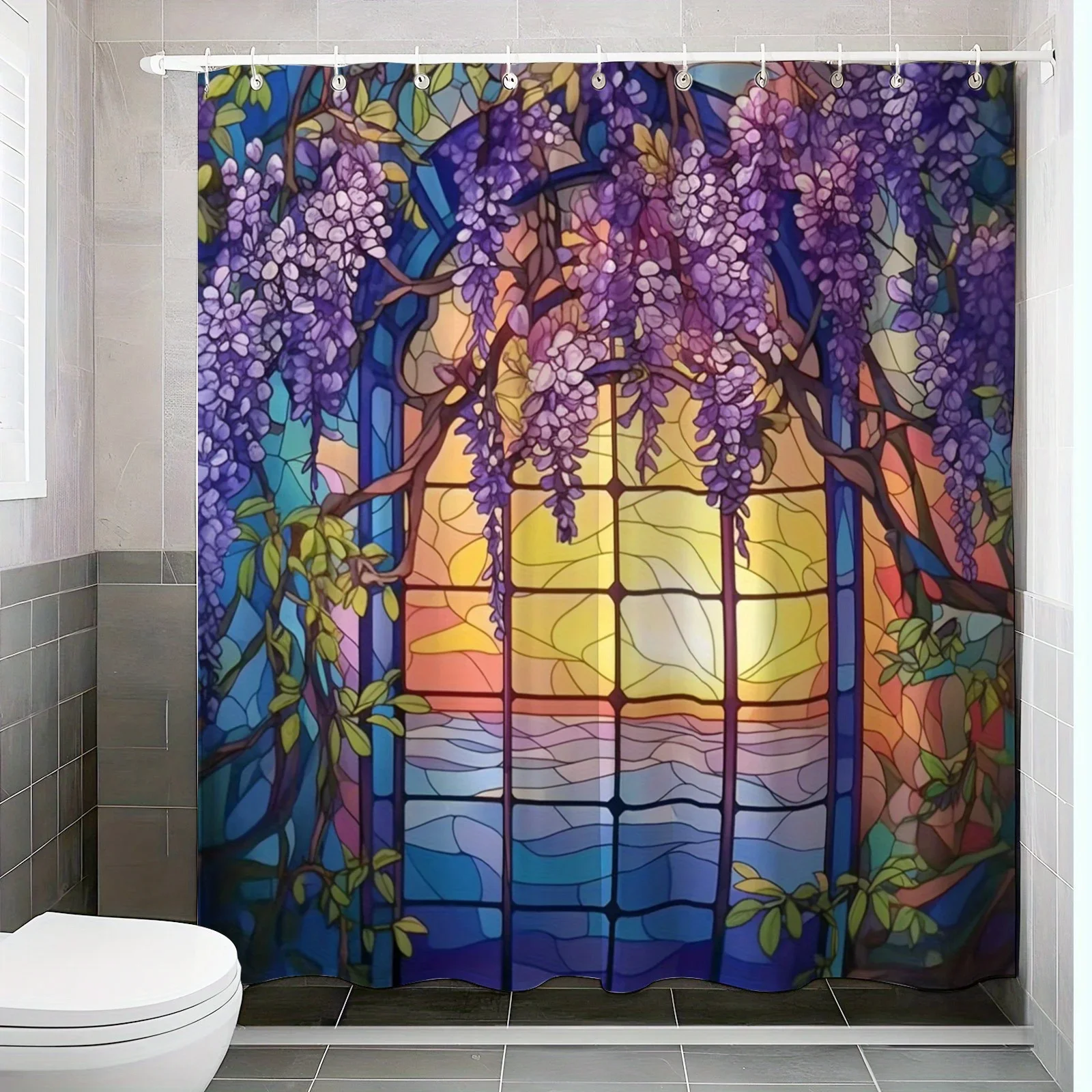~O~Purple Sparkling Shower Curtain - Aesthetic Bathroom Set, Ideal Gift for Women, Mothers, Girlfriends, and Female Friends