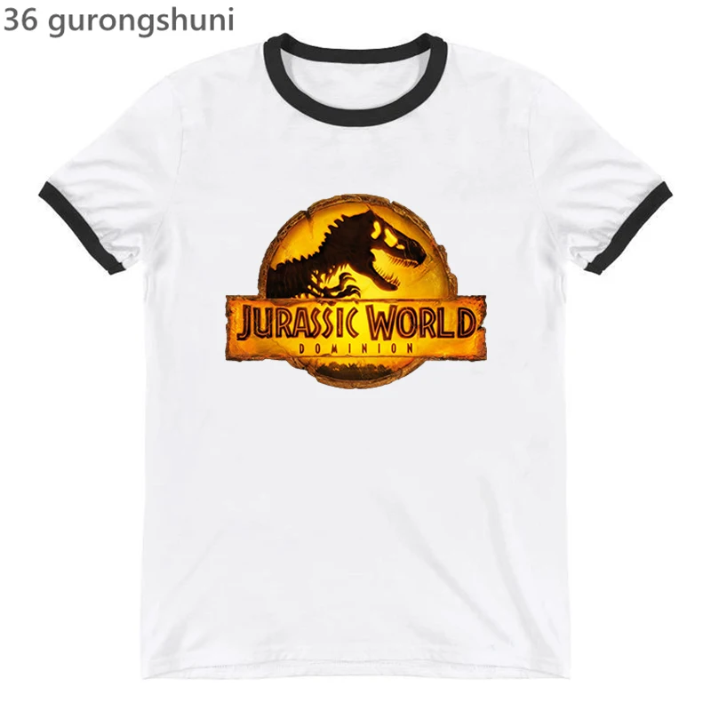 New Cute Movie Show Jurassic World Dominion T-Shirt Dinosaur Graphic Print Women Clothes Female Short Sleeve Black Side Tees Top