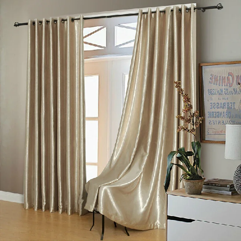 Modern Gold Curtains Solid-colored Windows High Shade Cloth Curtain  Living Room Bedroom Balcony