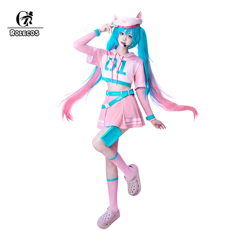 

ROLECOS Original 2025 Fortnit Cosplay Costume Racing Suit Halloween Women Outfit Top Skirts Socks with Hat