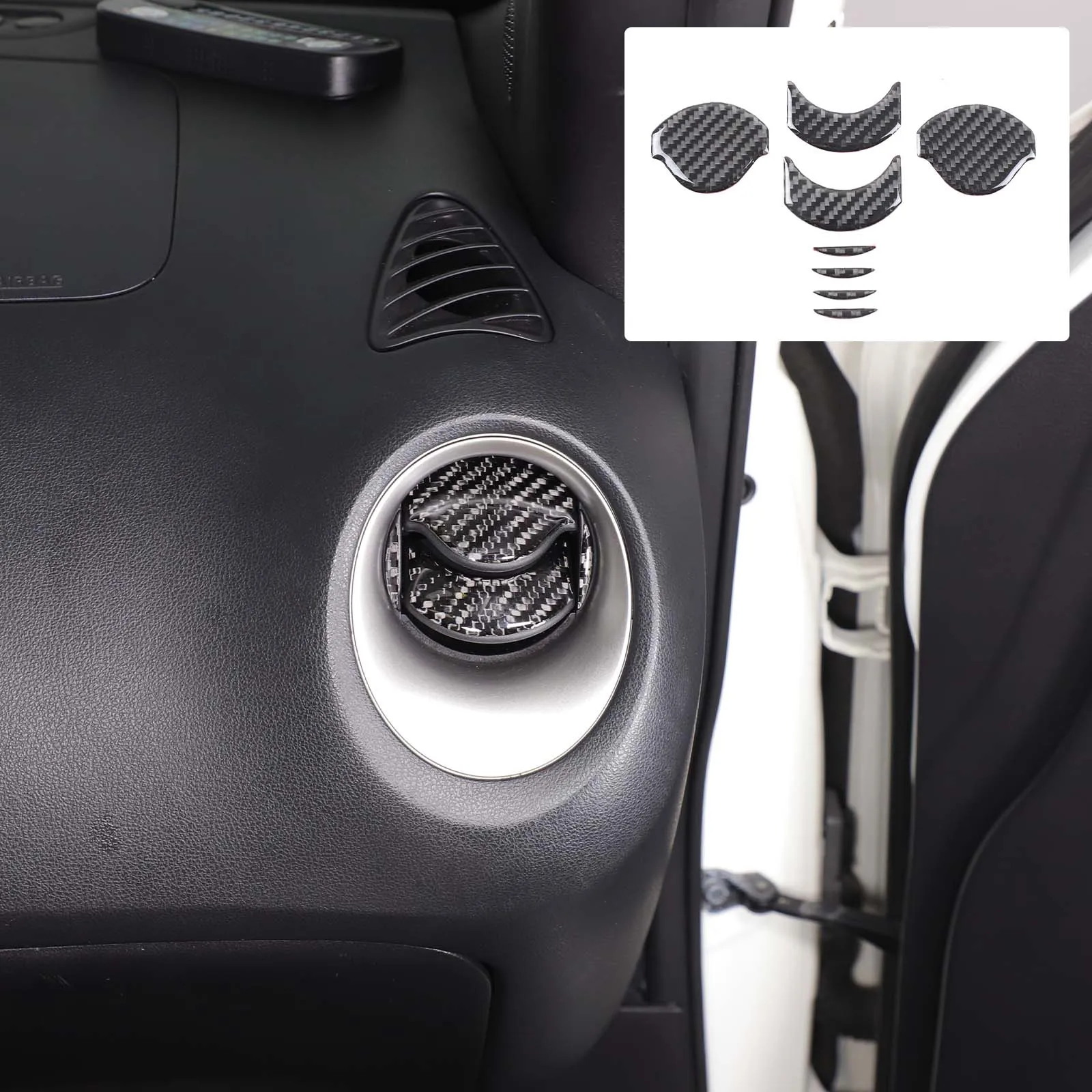 

For 2011-2019 Nissan Juke/Infiniti ESQ Automotive Center Control Instrument Side Air Outlet Panel Stickers Soft Carbon Fiber
