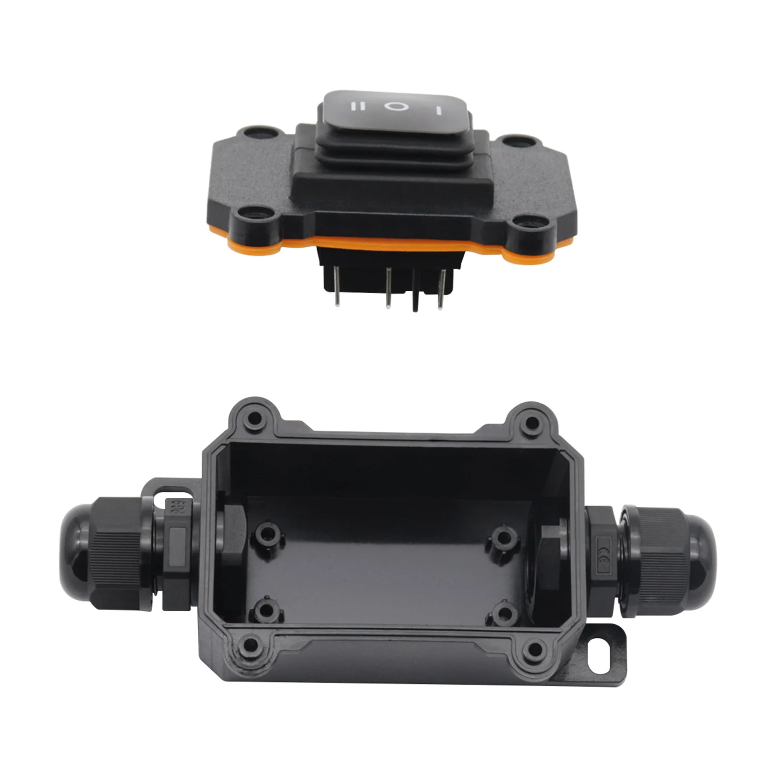 IP68 Waterproof Junction Box+12V 3-speed Rocker Switch Set Outdoor 2 Way Plug Line Wire 4 to 8mm Junction Box Rocker Switch