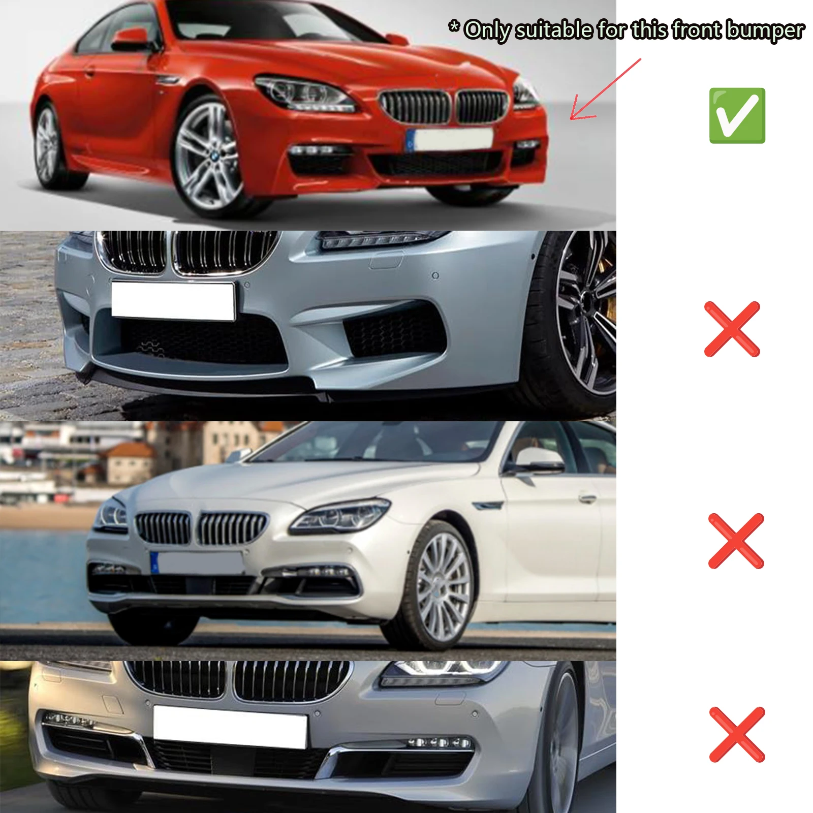 لسيارات BMW F06 F12 F13 640i 650i M-Sport 2012-2018 شفة ممتصة للصدمات الأمامية قطع غيار السيارات ABS بلاستيك ألياف الكربون نمط أسود لامع #2