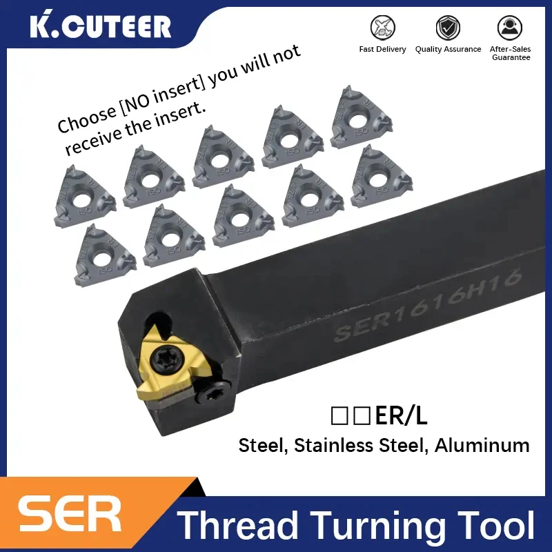 SER1212H16 SER2020K16 SER2525M16 External Thread Turning Tools Lathe Cutter 16ER Carbide Inserts CNC Holder