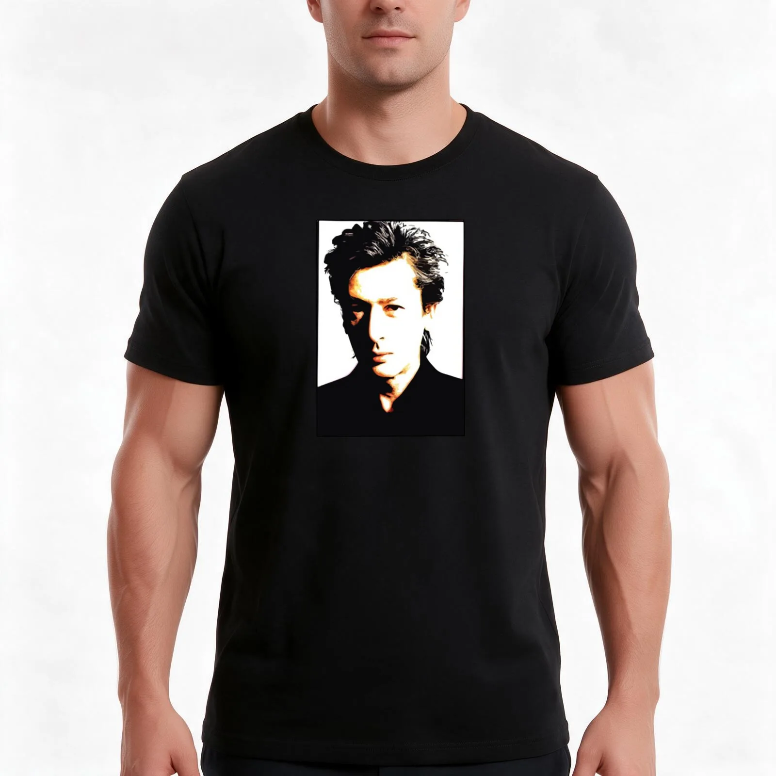 alain bashung T-Shirt, Summer Casual Cotton Tee, Oversized Streetwear Tops, Vintage Graphic Print, Loose Fit Short Sleeve