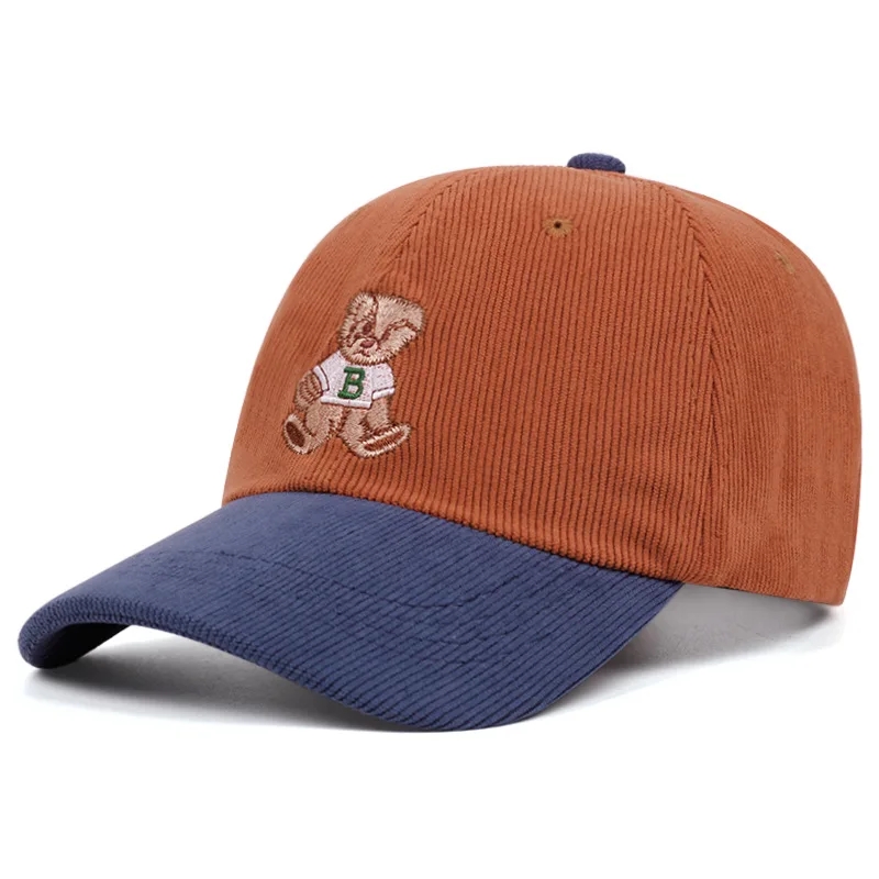2026 Adorable Teddy Bear Embroidery Baseball Hats Outdoor Sport Corduroy Duck Tongue Caps Men Women Versatile Casual Visor Hats