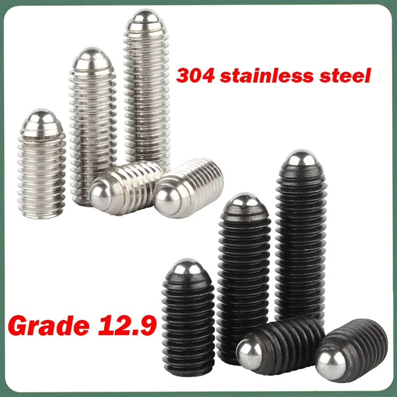2/10X M3 M4 M5 M6 M8 M10 M12 Black Grade 12.9 304 Stainless Steel Hex Socket Allen Spring Ball Plunger Grub Point Set Screw Bolt