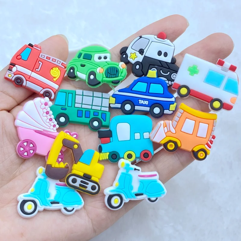 20pcs New Cute Vehicle Transportation Series PVC Flexible Glue Flat Back DIY Scrapbook Embellishment Phone Craft Decoration