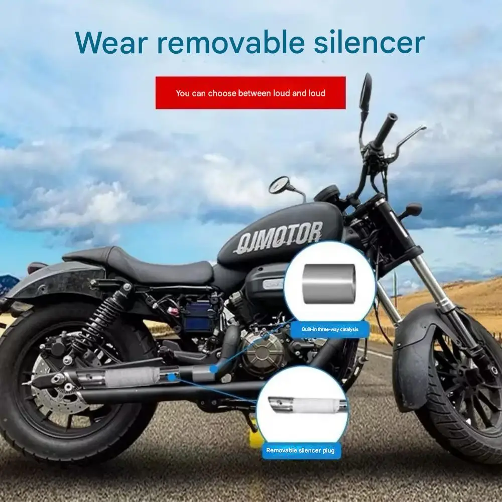 For QJMOTOR SRV300 300 SRV 300 SRV retro motorcycle exhaust muffler pipe right side double pipe with modified horseshoe sound