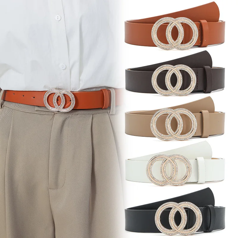 ตกแต่งเอวแฟชั่นอเนกประสงค์หนังสไตล์เข็มขัด Casual Luxury Design สไลด์เข็มขัดเข็มขัดเรียบง่ายสําหรับหญิงสาว