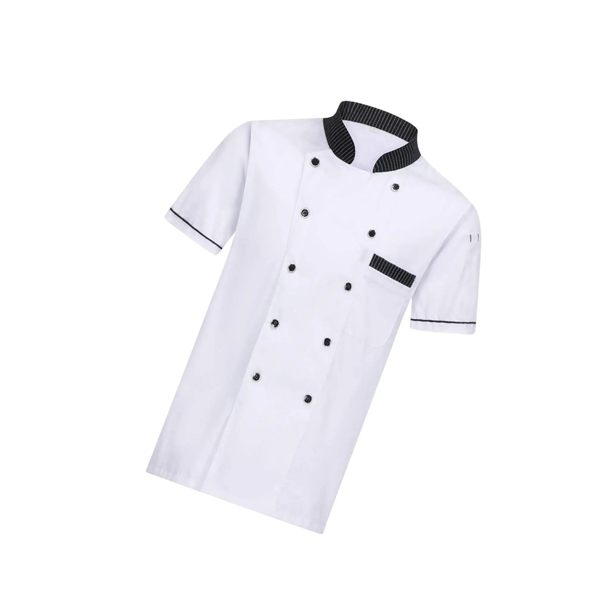 

Restaurant Work Short Sleeved Uniform And Durable Fabric For Chefs And Durable. Double Breasted Is Black 3XL