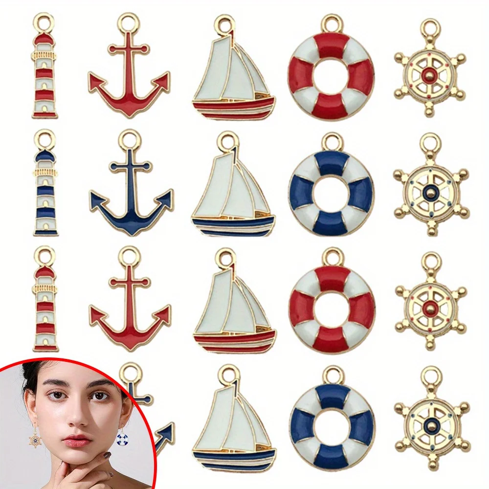 5/10/15pcs Multi-color Ocean-themed Decorative Pendants,DIY BraceletsNecklaces,for Valentine's Day Mother's Day Gift Accessories