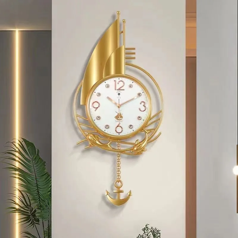

&c 75X35CM Polaris European Roman Wall Clock Retro Silent Clock Personality Decorative Wall Watch New Swing Quartz Clock