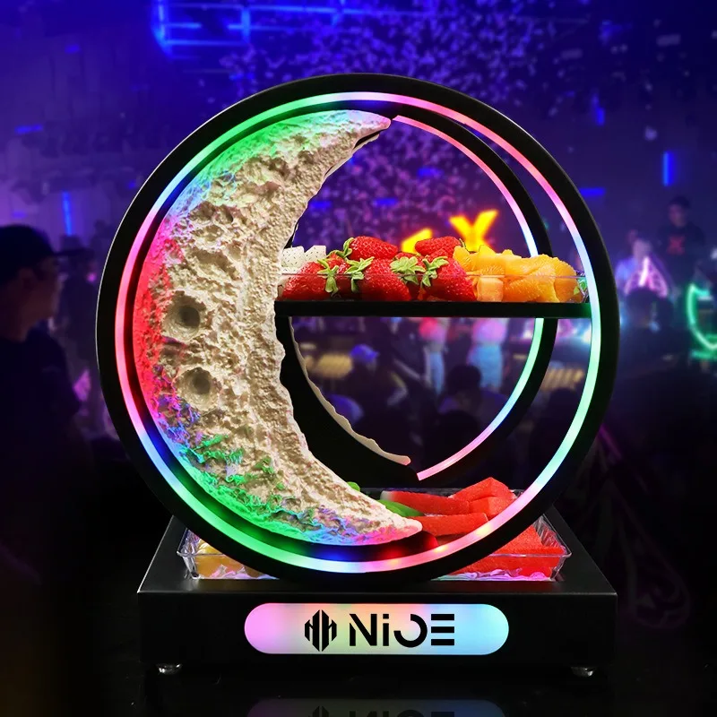 LED Moon Fruit Plate Bar Ktv Charging Luminous Platter Snack Plate Rack Fruit Plate
