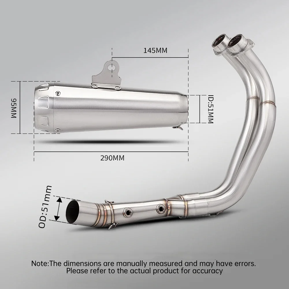 motorcycle exhaust stainless front section for MT07 FZ07 XSR700 escape sc proyect complete set (double oxygen port) 2014-2025
