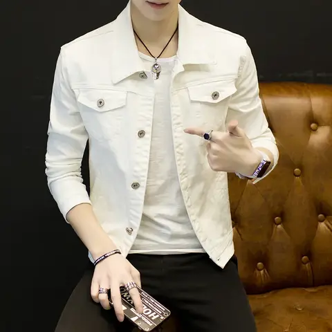 2025 Nieuwe Heren Denim Jas Slim Fit Mode Jeans Jassen Zak Jas Jas Mannen Mannelijke Lente Herfst Klassieke Zwart Witte Jas