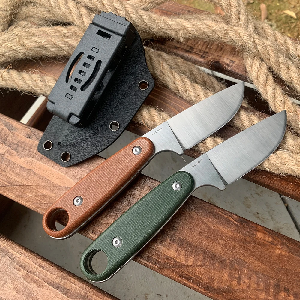 New Fixed Blade Knife Tactical Military Small Straight Hunting Knives with K sheath 14C28N High Hardness Camping Tourist Knifes