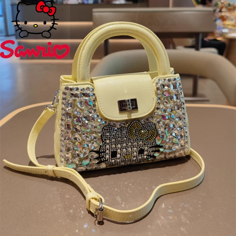 

Sanrio Hello Kitty New Mini Diamond Women's Handbag Cartoon Cute Women's Diamond Shoulder Bag Fashionable Shiny Women's Bag