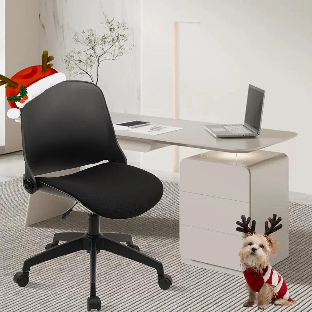 كرسي مكتب دوار قابل للتعديل مع عجلات لاستخدام الكمبيوتر المكتبي المنزلي - كرسي مهام أسود قابل للطي لمقعد مريح #2