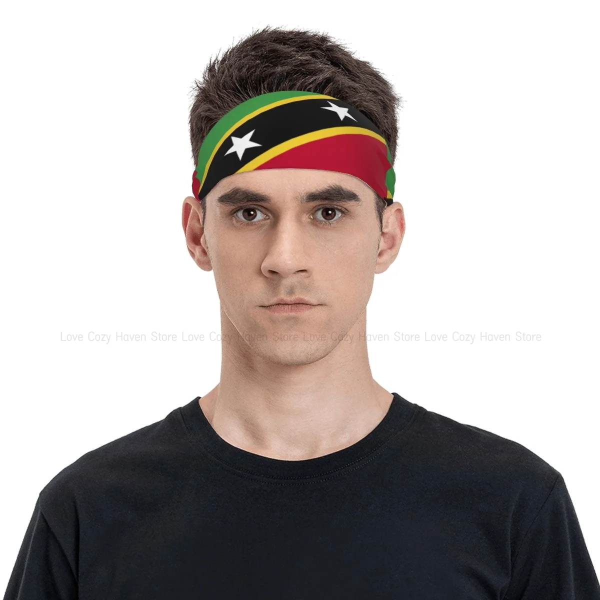 

Flag Naughty Nevis Athletic Headband Elastic Sweatbands Women Men Basketball Sports Gym Fitness Sweat Band Volleyball Tennis