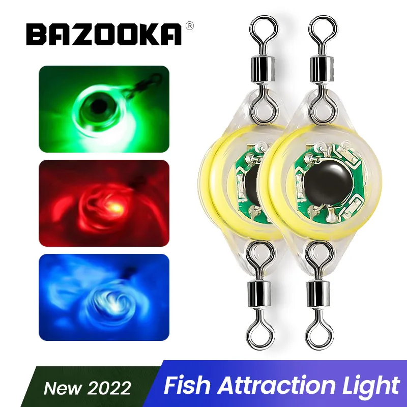 Bazooka Fish Attraction Lamp Fishing Mini LED Light Fishing Lure Attract Luminous Underwater Deep Drop Night Winter Squid Bait