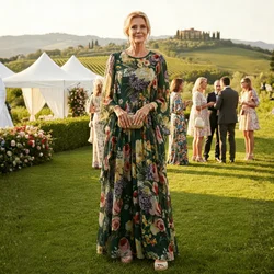 Luxury Floral Print Maxi Dress 2026 for Women – Elegant Summer Long Sleeve Vacation Party Dress, Designer Beach Boho Sundress