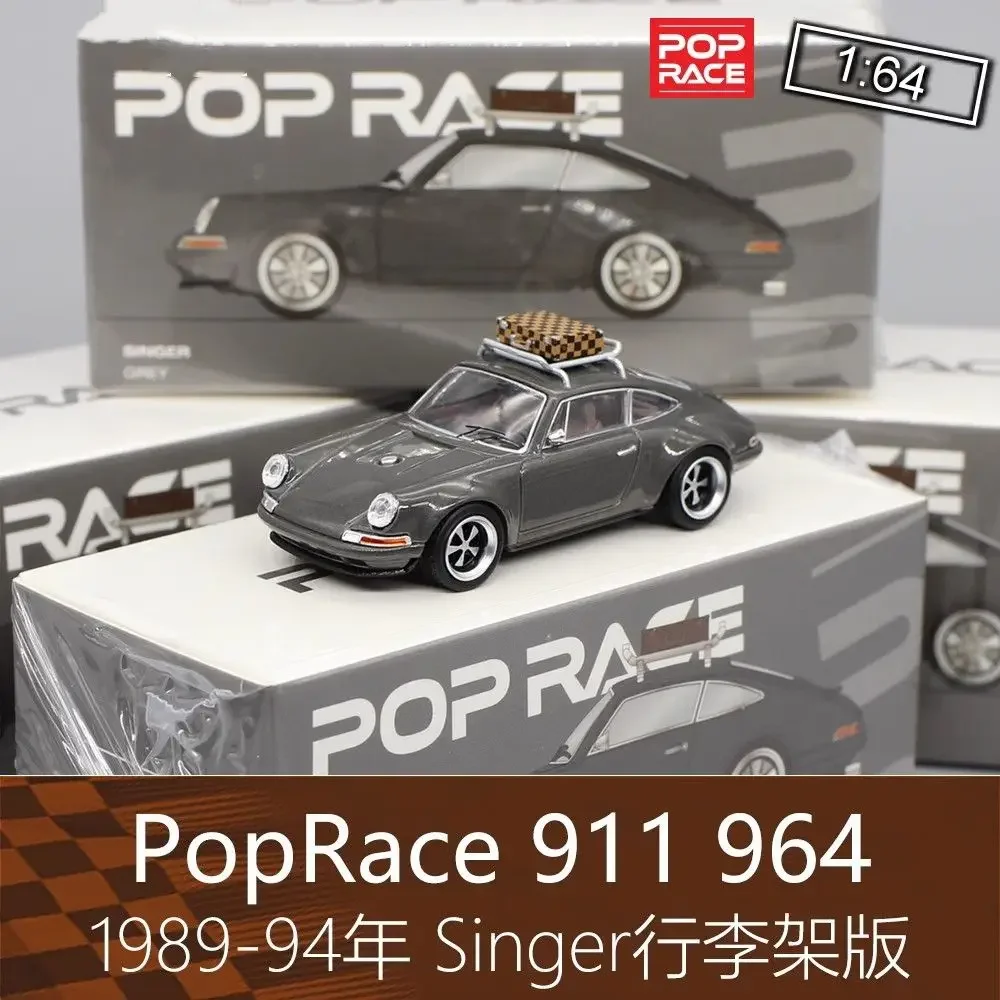 

PopRace 1:64 Grey Alloy Motorhome Sports Car Model 911 964 Singer Suitable for Porsche