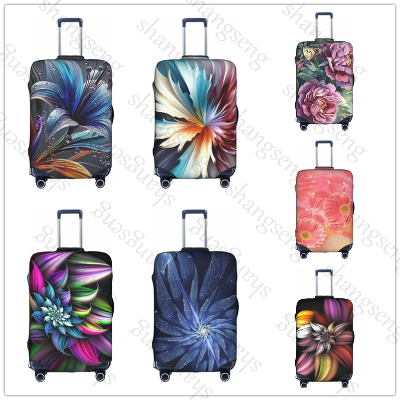 

Thick Elastic Luggage Protective Cover Zipper Suit For 18-32 inch Bag Suitcase Covers Travel Accessories Flower Fractal Art