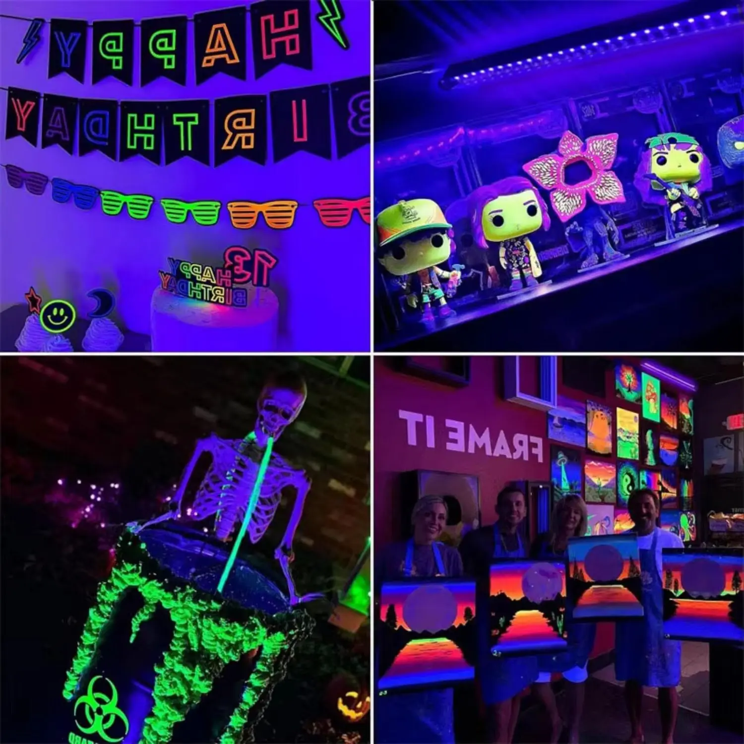 크리스마스 할로윈 파티를위한 LED 자외선 형광등 분위기 램프 블랙 라이트 램프 흥미로운 빛나는 효과 만들기