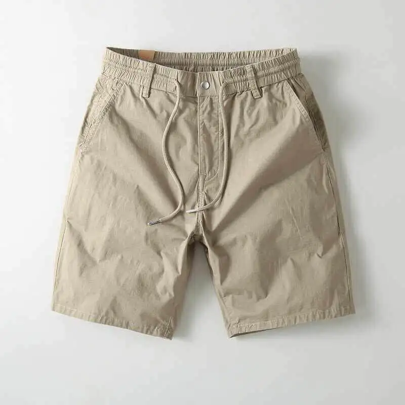 

Retro Japanese Style Elastic Waist Short Shorts Men's New Summer Workwear Mid-Length Straight Leg Knee-High Color