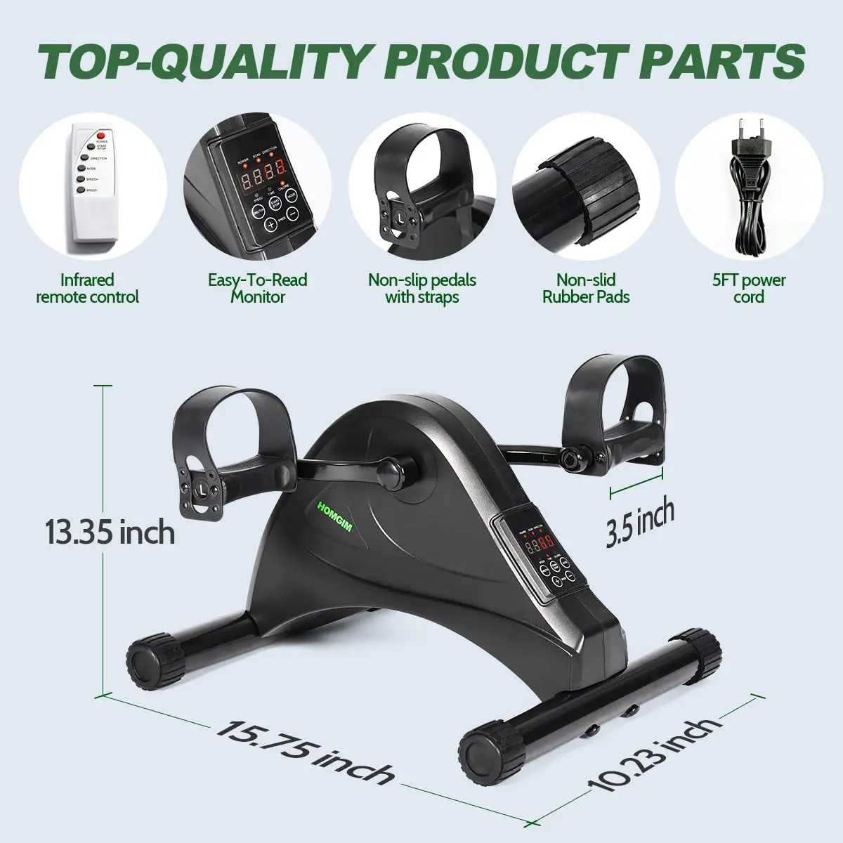 

Portable Mini Electric Trainer Elliptical Bike Under Desk Pedal Exerciser with Built-in Display Home Use