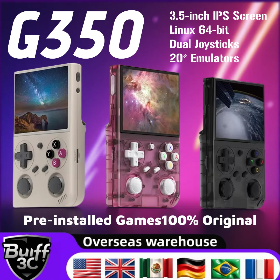 G350 Handheld Game Console 3.5'' IPS Screen Linux SystemRK3326 Dual Joystick Vibration Motor Retro Portable Video Console Gift