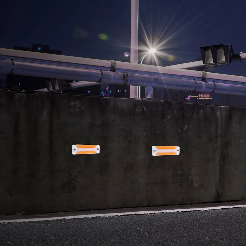 4pcs Reflective Road Pavement Marker Driveway Entrance Reflectors Guardrail Delineators Rectangular Design Bright Color Traffic