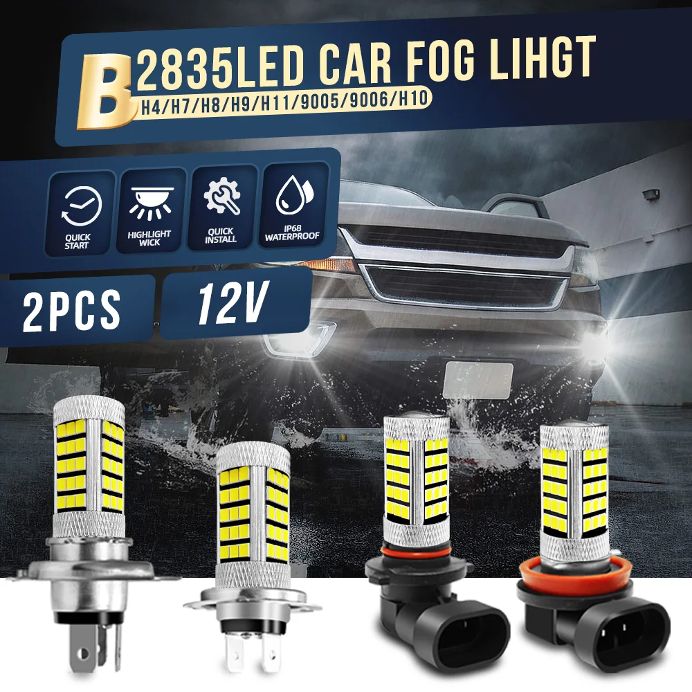 

2PCS Car LED H4 H7 H8 H9 H10 H11 9005 9006 Car Truck Fog Lamp Car LED DRL Daytime Running Light Source DC 12V car Styling